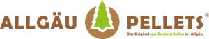 Original Allgäu Pellets Logo, mit Text Allgäu Pellets, Claim Das Original aus Ruderatshofen im Allgäu und in der Mitte mit einem Baum.