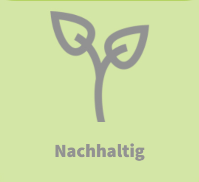 Icon zwei wachsende Pflanzen mit dem Text Nachhaltig.