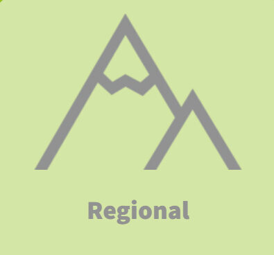 Icon mit 2 Bergen und dem Text Regional.